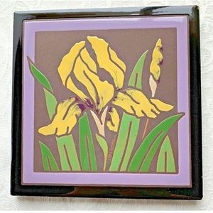 Besheer Art Tiles, Iris  on matte  background,  or wall art or trivet .
Studios